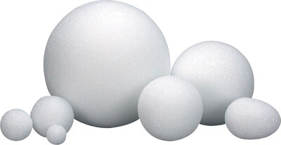 Hygloss Styrofoam Balls and Eggs, White, 12/Pack (HYG51104)