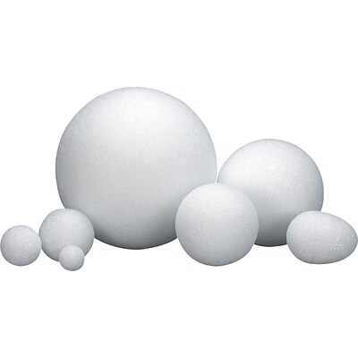 Hygloss Styrofoam Balls and Eggs, White, 12/Pack (HYG51104)