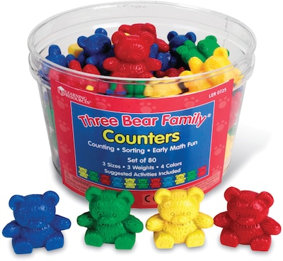 Three Bear Family Counters Basic Set, 4 Colors, Set of 80 (LER0725)