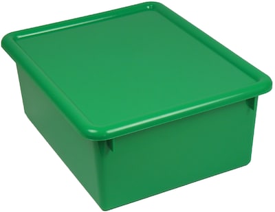 Romanoff Stowaway Letter Box 13.5H x 10.75W Plastic Bin With Lid, Green (ROM16005)