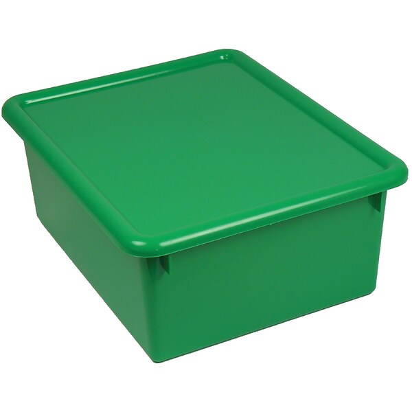 Romanoff Stowaway Letter Box 13.5H x 10.75W Plastic Bin With Lid, Green (ROM16005)