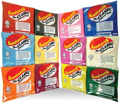 Sandtastik Colored Sand Classpack, Assorted, 12/pkg