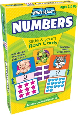 Slide & Learn Flash Cards, Numbers, Double-sided, 13 cards