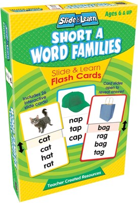 Teacher Created Resources® Short A Word Families Slide & Learn Flash Cards, Grades Kindergarten-2nd