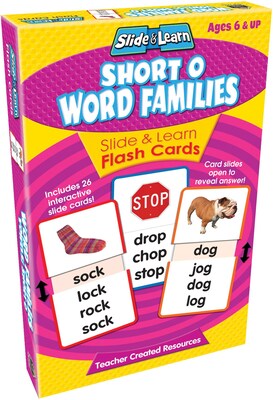 Teacher Created Resources® Short O Word Families Slide & Learn Flash Cards, Grades Kindergarten-2nd