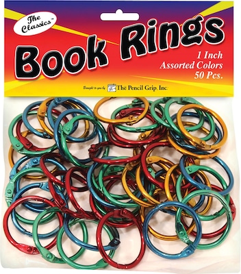 Pencil Grip Book Rings, Medium Capacity, Assorted Colors, 3/Bundle (TPG189)