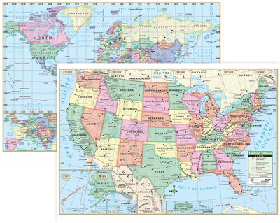 Kappa Map Group U.S. & World Wall Map Combo, 40 x 28 (UNI12489)