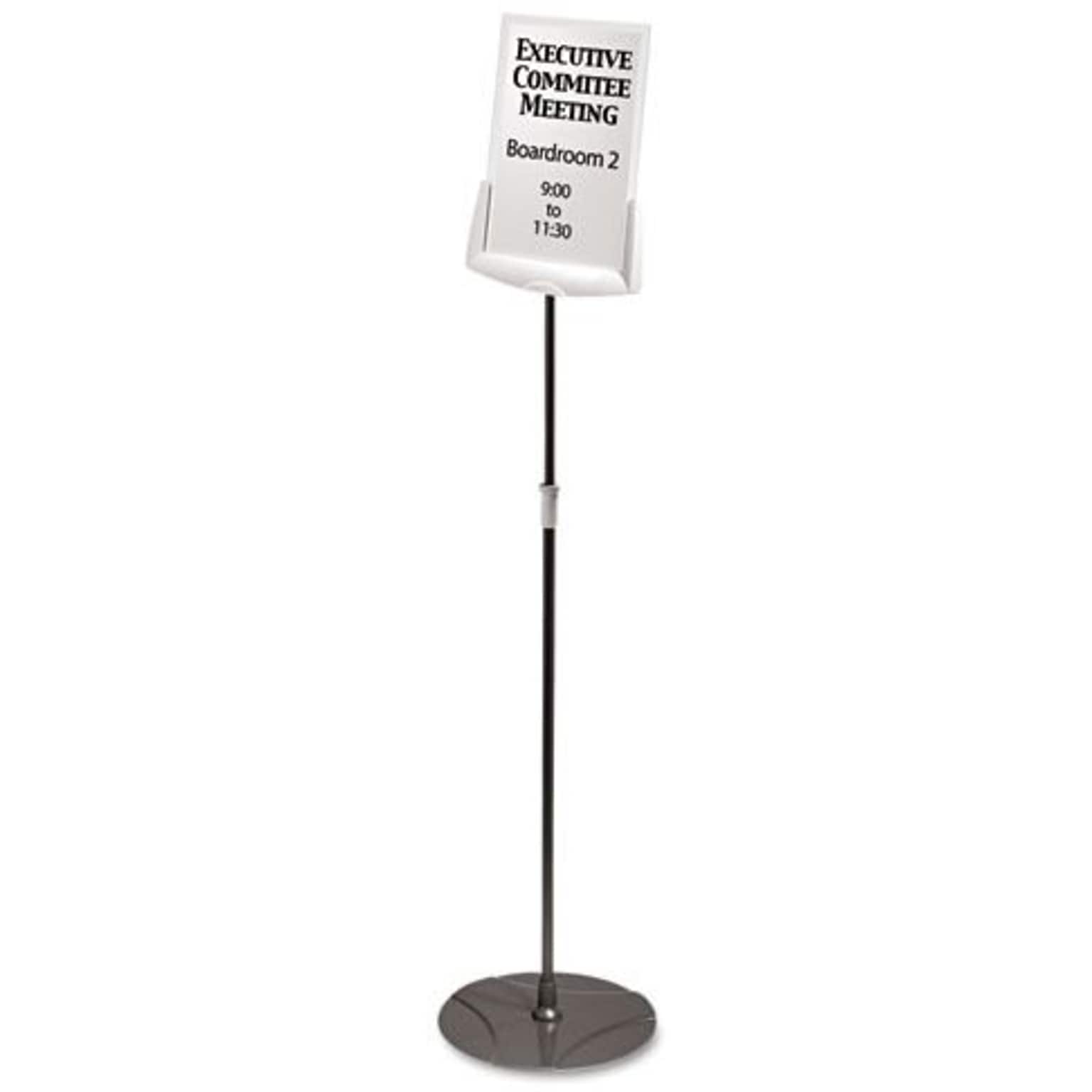 Durable INFOBASE Sign Holder, 8.5 x 11, Freestanding, Vertical/Horizontal, Front Loading, Anthracite Grey (5589-57)