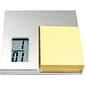 Natico LCD Desk Alarm Clock With Notepad, Silver