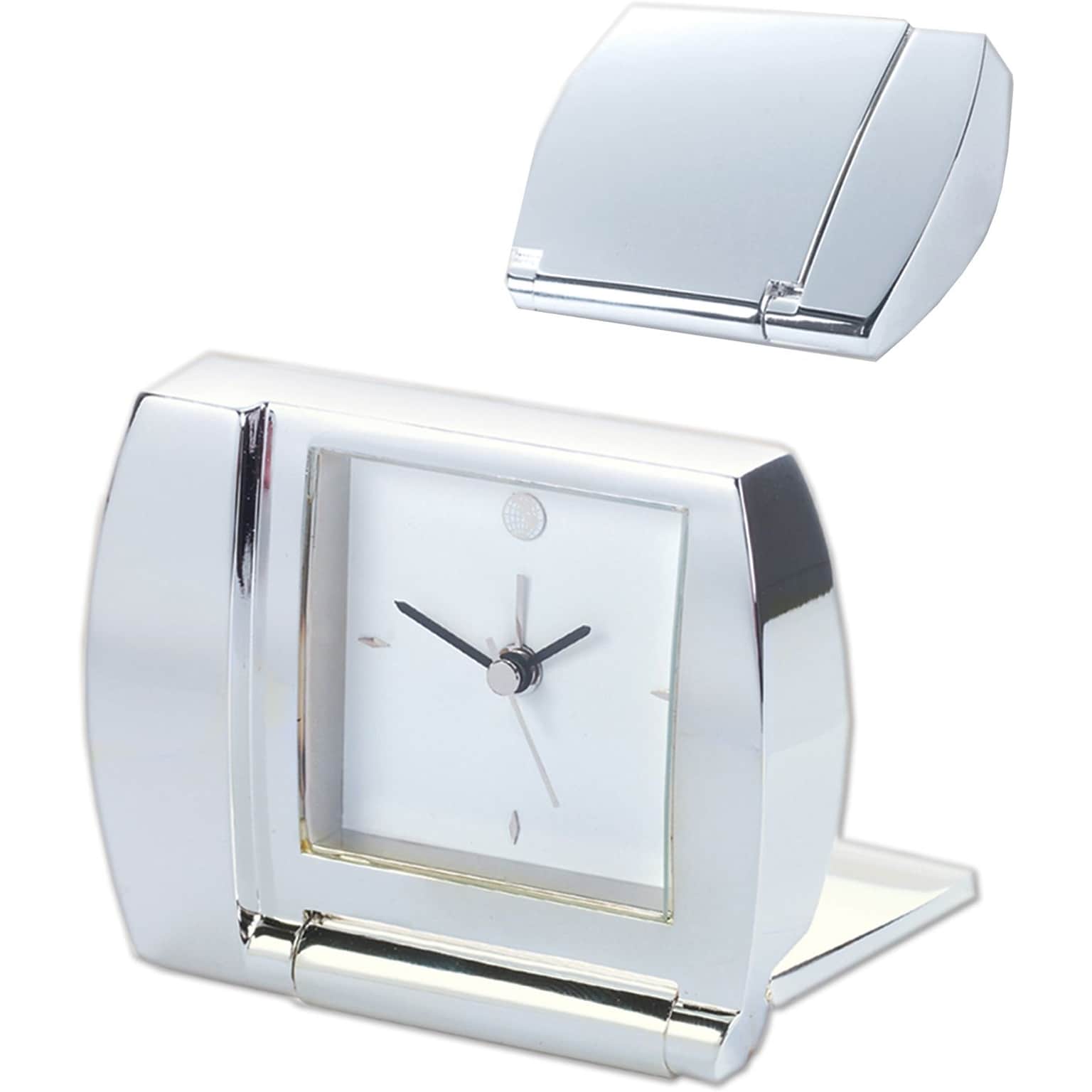 Natico Designer Series Folding Alarm Clock, Silver