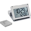 Natico Touch Panel Travel Alarm Clock, Matte Silver