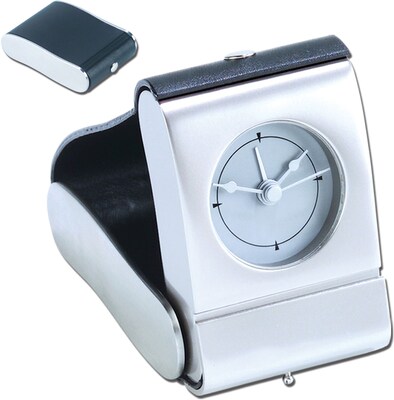 Natico Folding Travel Alarm Clock, Silver/Black