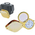 Natico Travel Alarm Clocks With Magnifier and Leather Case