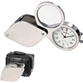 Natico Travel Alarm Clocks With Magnifier and Leather Case