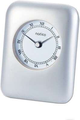 Natico Contempo Desk Alarm Clock, Pearl Silver