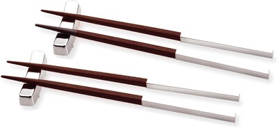 Natico Wood Chopsticks With Rests, Honey/Silver