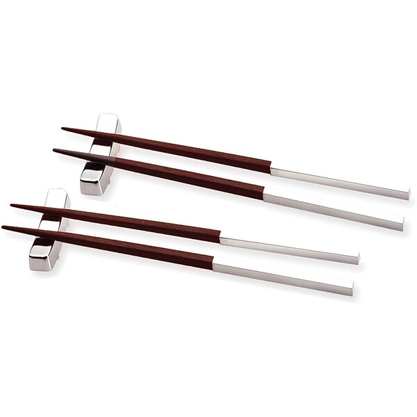 Natico Wood Chopsticks With Rests, Honey/Silver