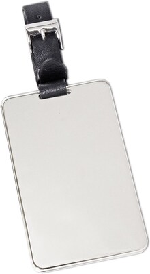 Natico Luggage Tag With Leather Strap, Silver