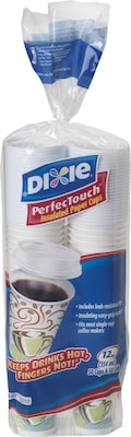 Dixie PerfecTouch WiseSize Paper Cup & Lid Combo, 12 Oz., White, 50/Pack (5342COMBO600)