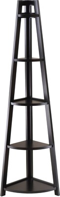 Winsome Solid/Composite Wood 5-Tier A-Frame Corner Shelf, Black