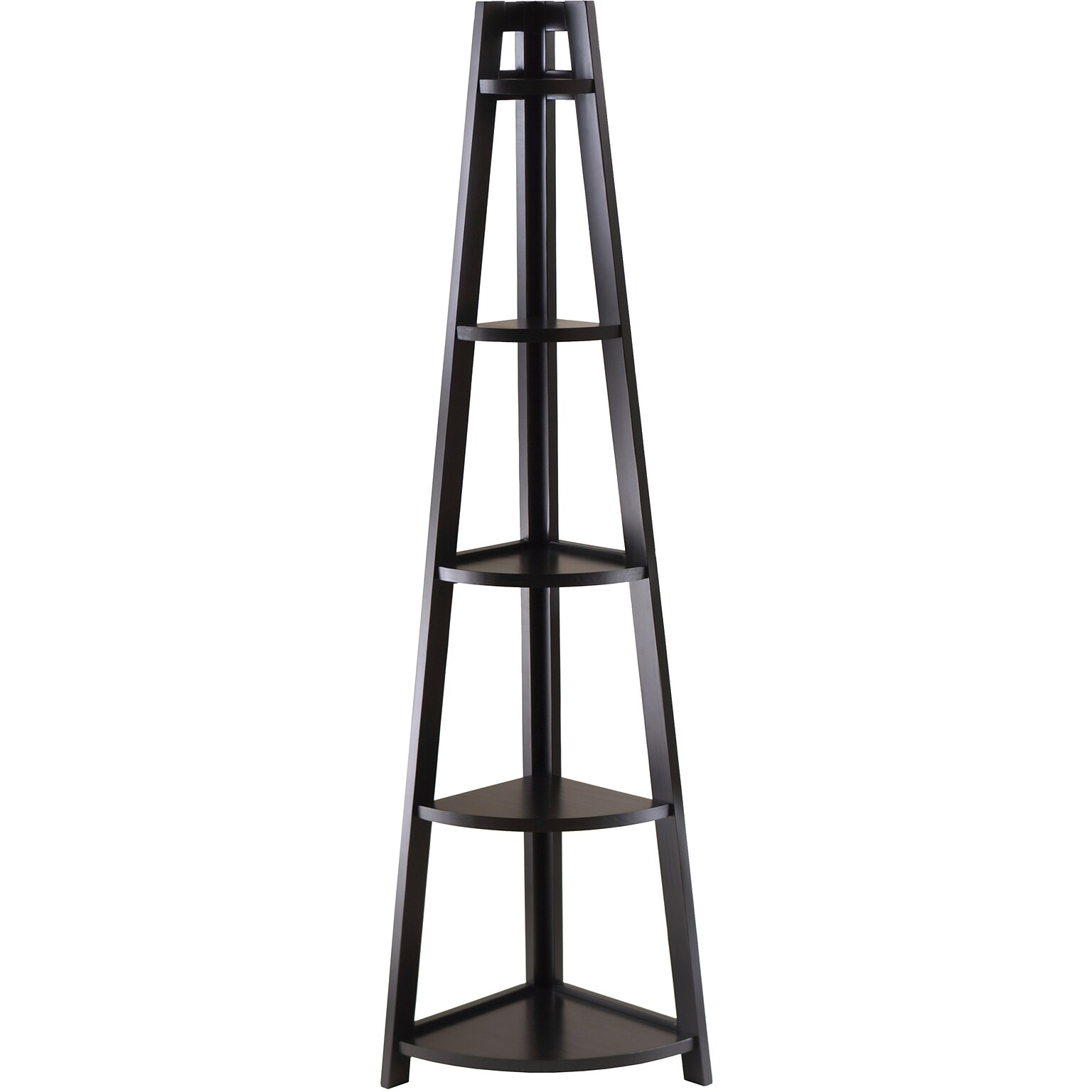 Winsome Solid/Composite Wood 5-Tier A-Frame Corner Shelf, Black