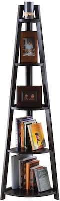 Winsome Solid/Composite Wood 5-Tier A-Frame Corner Shelf, Black