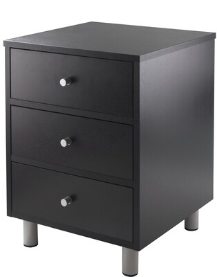 Winsome Daniel 22" x 16.61" x 15 3/4" Composite Wood Accent Table With 3 Drawers, Black