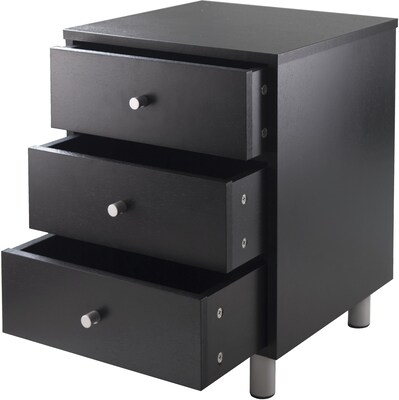 Winsome Daniel 22 x 16.61 x 15 3/4 Composite Wood Accent Table With 3 Drawers, Black