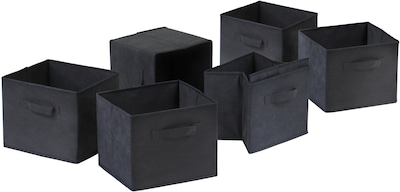 Winsome Capri Foldable Fabric Basket, Black, 6/Pack