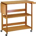 Winsome Wood Foldable Kitchen Cart With Shelves, Light Oak