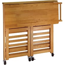 Winsome Wood Foldable Kitchen Cart With Shelves, Light Oak