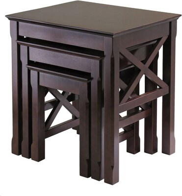 Winsome Xola 22.13 x 21.1 x 17.32 Composite Wood Nesting Table, Cappuccino, 3 Pieces