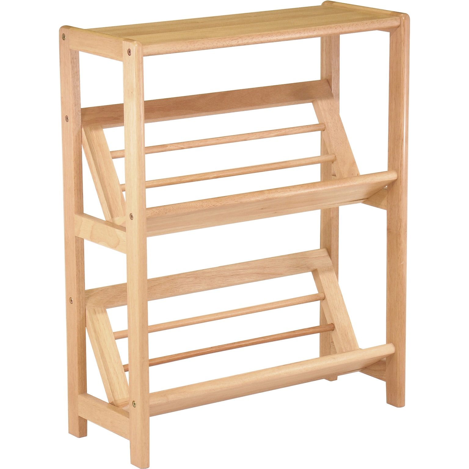 Winsome Mission Beech Wood 4-Tier Bookshelf With Slanted Shelf, Natural