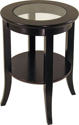 Winsome Genoa 22.56 x 18.47 x 18.47 Composite Wood End Table With Glass inset, Dark Espresso
