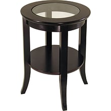 Winsome Genoa 22.56 x 18.47 x 18.47 Composite Wood End Table With Glass inset, Dark Espresso