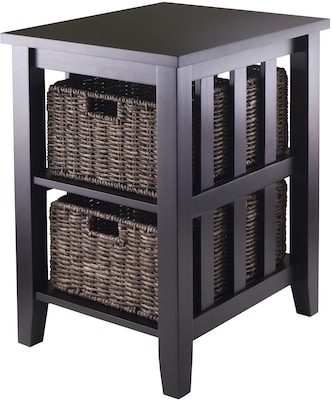 Winsome Morris 25.04 x 20.08 x 16.54 Wood Side Table With 2 Foldable Baskets, Espresso