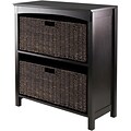 Winsome Solid Wood 3-Pc Storage 3-Tier Shelf With 2 Large Corn Husk Baskets, Dark Espresso