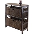 Winsome Granville Wood 3-Pc Storage Shelf With 2 Large Corn Husk Baskets, Espresso