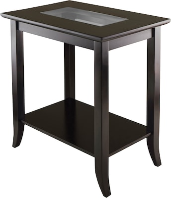 Winsome Genoa 25.04 x 23.94 x 16.3 Composite Wood End Table With Glass Top, Dark Brown