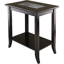 Winsome Genoa 25.04 x 23.94 x 16.3 Composite Wood End Table With Glass Top, Dark Brown