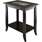 Winsome Genoa 25.04" x 23.94" x 16.3" Composite Wood End Table With Glass Top, Dark Brown