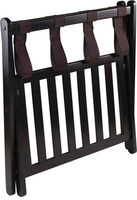 Winsome Reese Wood Foldable Luggage Rack With Shelf, Dark Espresso