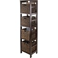 Winsome Granville MDF Storage Tower Shelf With 4 Foldable Corn Husk Baskets, Espresso