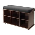 Winsome Townsend Bench With Black Cushion Seat, Dark Espresso