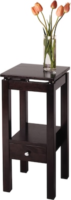 Winsome Linea 29.49 x 13.3 x 13.3 Composite Wood Phone Stand With Chrome Accent, Dark Brown