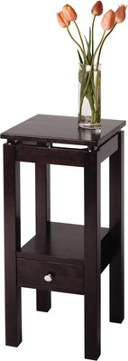 Winsome Linea 29.49 x 13.3 x 13.3 Composite Wood Phone Stand With Chrome Accent, Dark Brown (9271