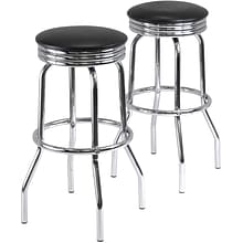 Winsome Summit Faux Leather Swivel Bar Stool, Black, 2 Pieces