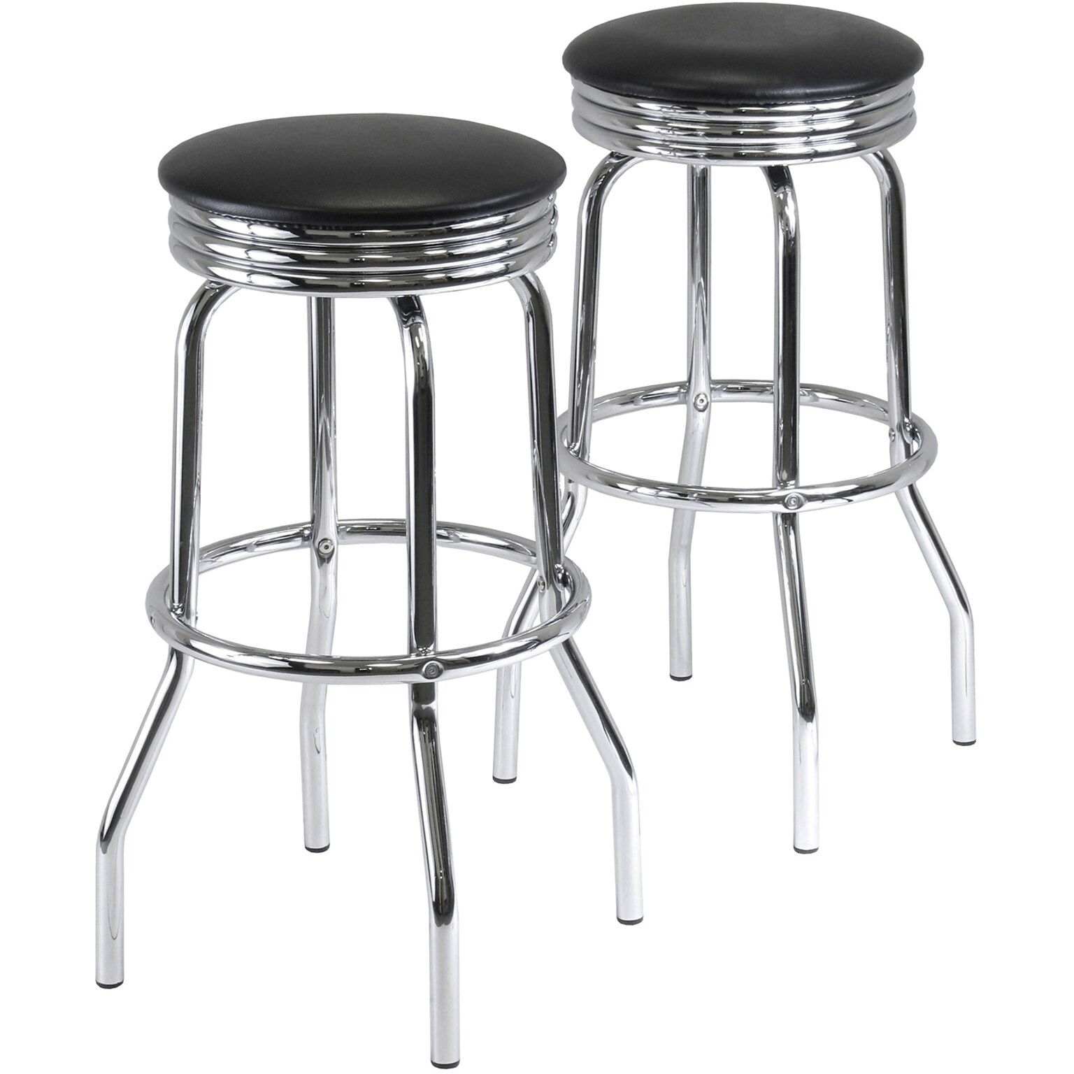 Winsome Summit Faux Leather Swivel Bar Stool, Black, 2 Pieces