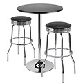 Winsome Summit 39.76 x 23.66 x 23.66 Round Bar Table With 2 Swivel Stool, Black, 3 Pieces