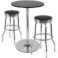 Winsome Summit 40.16 x 28.74 x 28.74 Round Pub Table With 2 Swivel Stool, Black, 3 Pieces